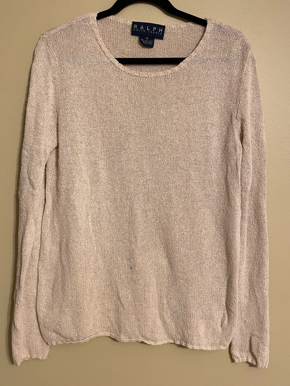 Ralph Ralph Lauren 100% silk sweater cream tan basic layering size large y2k